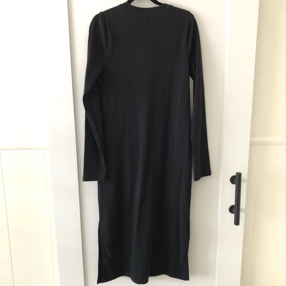 Sweaty Betty Ribbed Knit Henley Midi Black Dress 12 - Picture 3 of 12